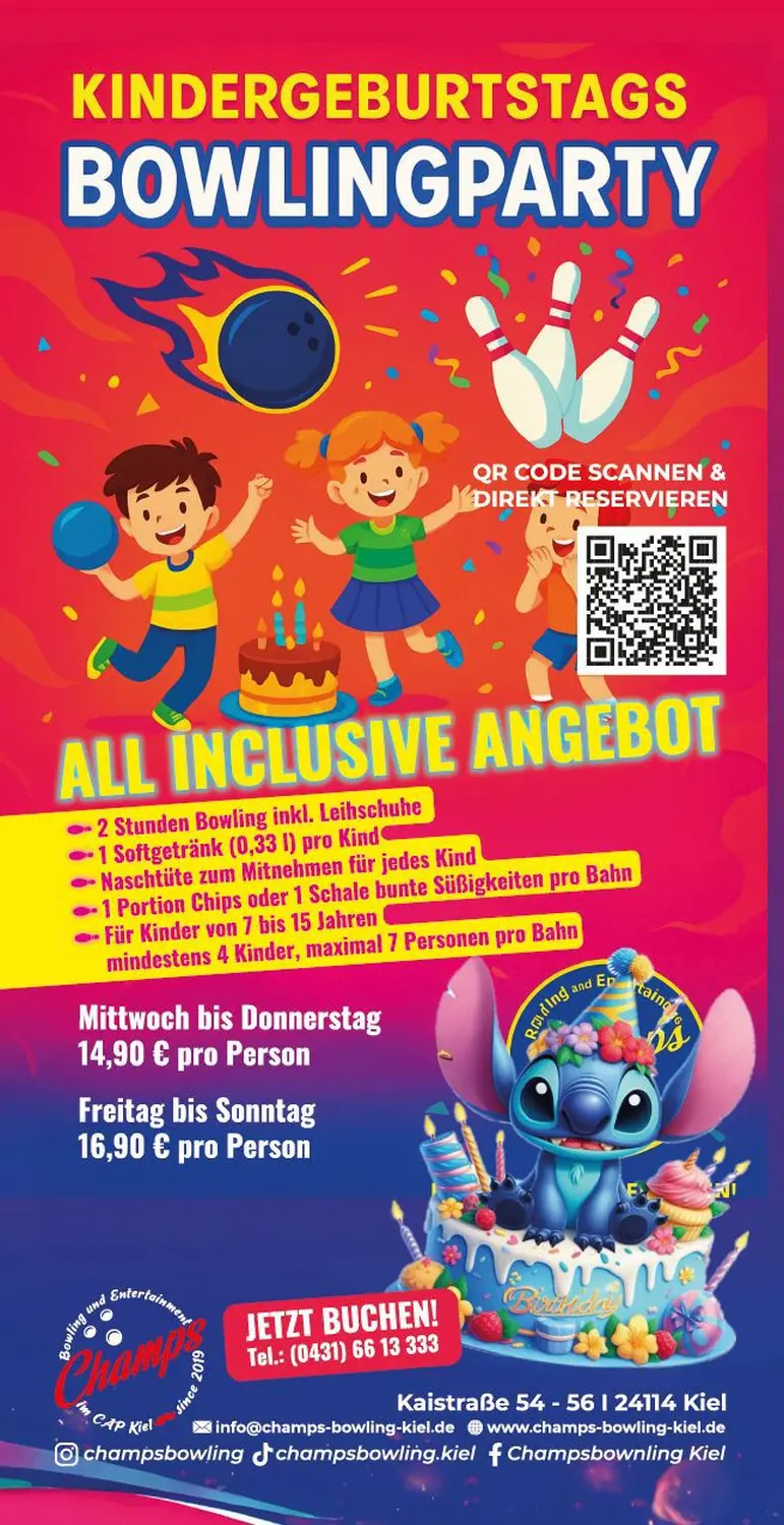 Champs Bowling Kiel GmbH bietet