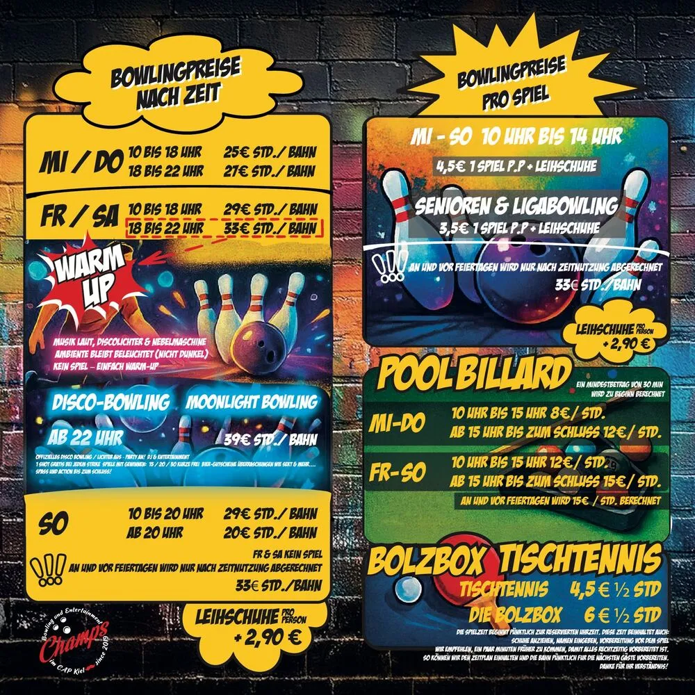 Champs Bowling Kiel GmbH Bowlinggelände der Champs Bowling Kiel GmbH