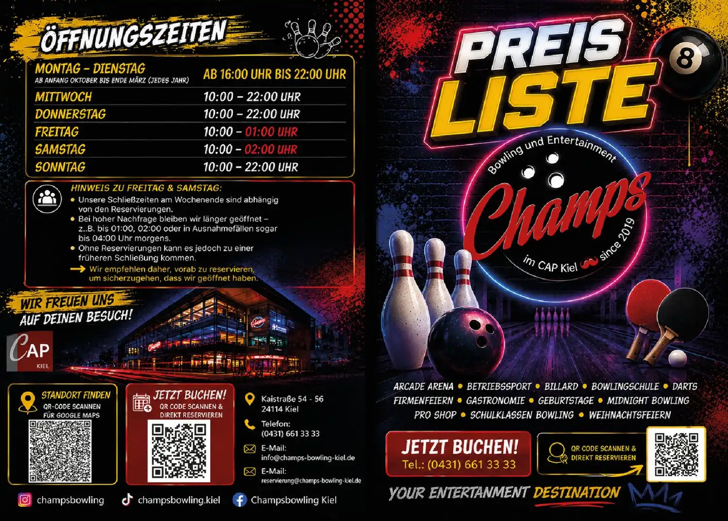 Champs Bowling Kiel GmbH Bowlinggelände der Champs Bowling Kiel GmbH