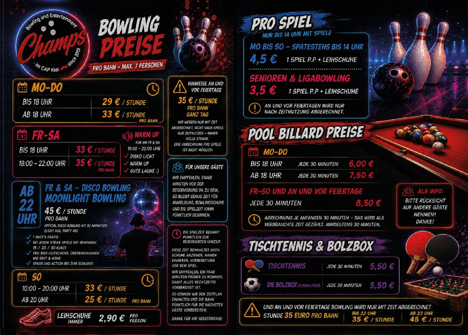 Champs Bowling Kiel GmbH Bowlinggelände der Champs Bowling Kiel GmbH