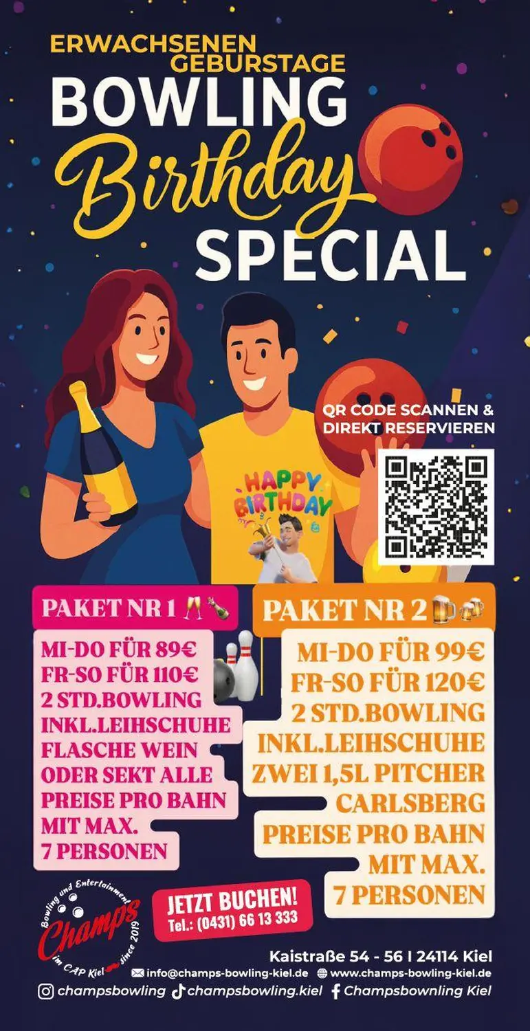 Champs Bowling Kiel GmbH bietet