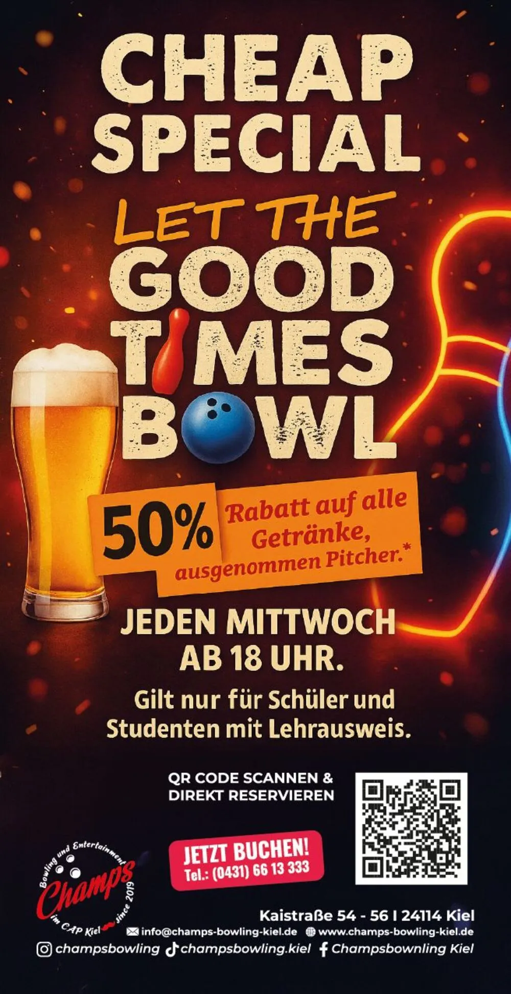 Champs Bowling Kiel GmbH bietet